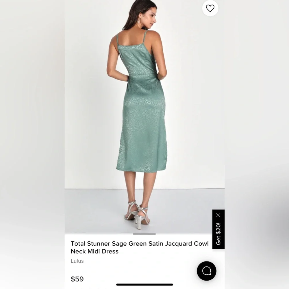 NWT Lulus Total Stunner Sage Green Satin Jacquard Cowl
Neck Midi Dress - Picture 2 of 5